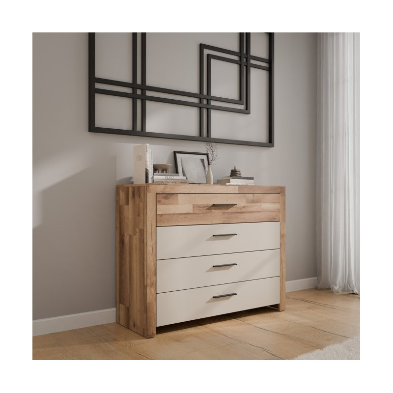 Komoda z 4 szufladami Ricciano RCQK213 dąb klepkowy/piaskowy