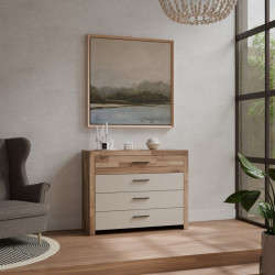 Komoda z 4 szufladami Ricciano RCQK213 dąb klepkowy/piaskowy