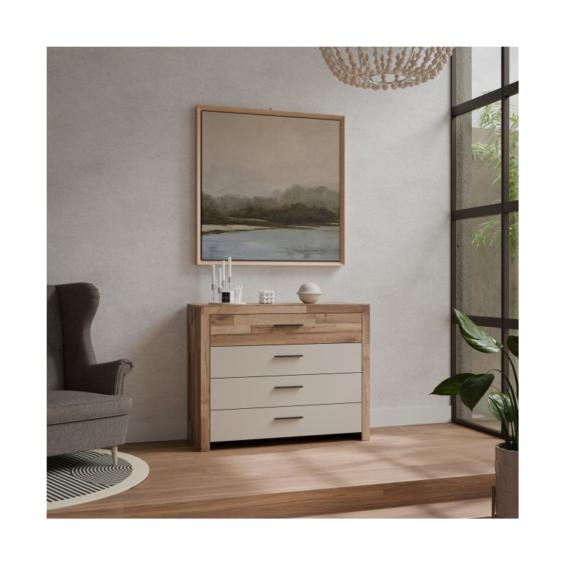 Komoda z 4 szufladami Ricciano RCQK213 dąb klepkowy/piaskowy