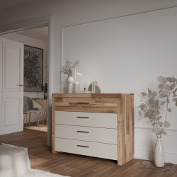 Komoda z 4 szufladami Ricciano RCQK213 dąb klepkowy/piaskowy