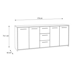 Duża komoda 180 cm Pilvi FINPILVI01 biały/beton jasnoszary