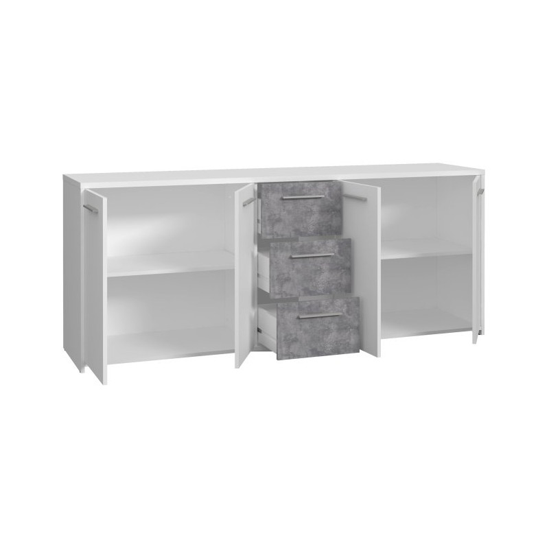 Duża komoda 180 cm Pilvi FINPILVI01 biały/beton jasnoszary