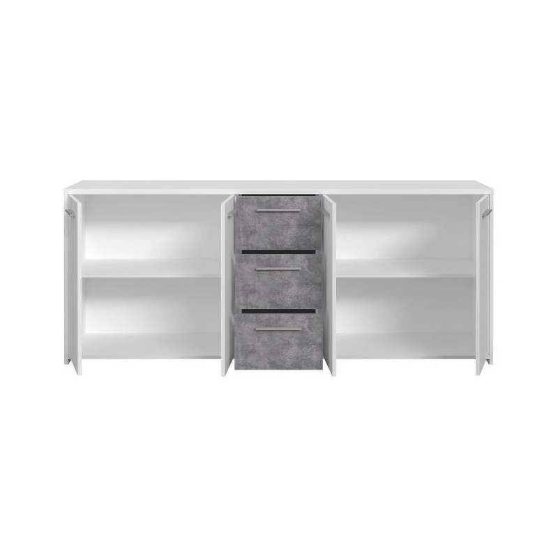 Duża komoda 180 cm Pilvi FINPILVI01 biały/beton jasnoszary