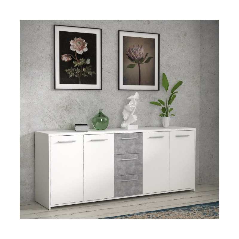 Duża komoda 180 cm Pilvi FINPILVI01 biały/beton jasnoszary