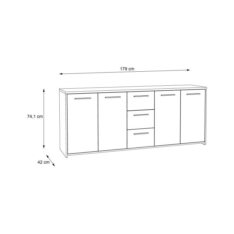 Duża komoda 180 cm Pilvi FINPILVI01 dąb artisan/czarny