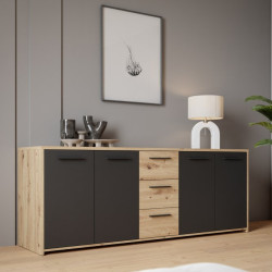 Duża komoda 180 cm Pilvi FINPILVI01 dąb artisan/czarny