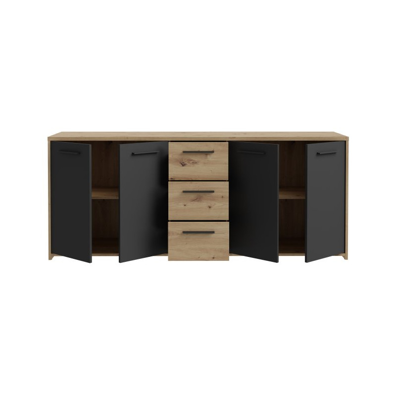 Duża komoda 180 cm Pilvi FINPILVI01 dąb artisan/czarny