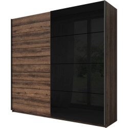 Szafa przesuwna 200 cm z lustrem Galaxy Dąb Monastery/Czarne Szkło Helvetia Wieruszów