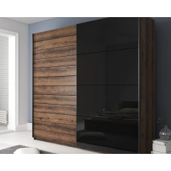 Szafa przesuwna 200 cm z lustrem Galaxy Dąb Monastery/Czarne Szkło Helvetia Wieruszów