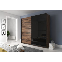 Szafa przesuwna 200 cm z lustrem Galaxy Dąb Monastery/Czarne Szkło Helvetia Wieruszów