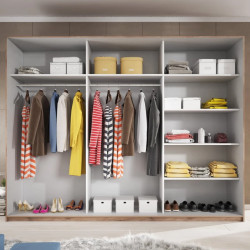 Szafa przesuwna 270 cm z lustrem Galaxy Dąb Monastery/Czarne Szkło Helvetia Wieruszów