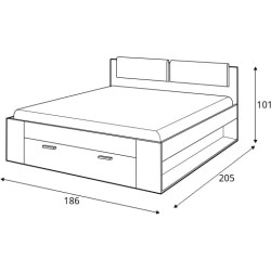 Łóżko 180 cm Galaxy Dąb Monastery/Czarne Szkło Helvetia Wieruszów