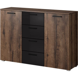 Komoda 2D4S Galaxy Dąb Monastery/Czarne Szkło Helvetia Wieruszów