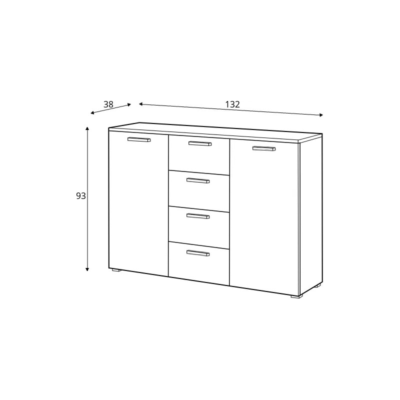 Komoda 2D4S Galaxy Dąb Monastery/Czarne Szkło Helvetia Wieruszów