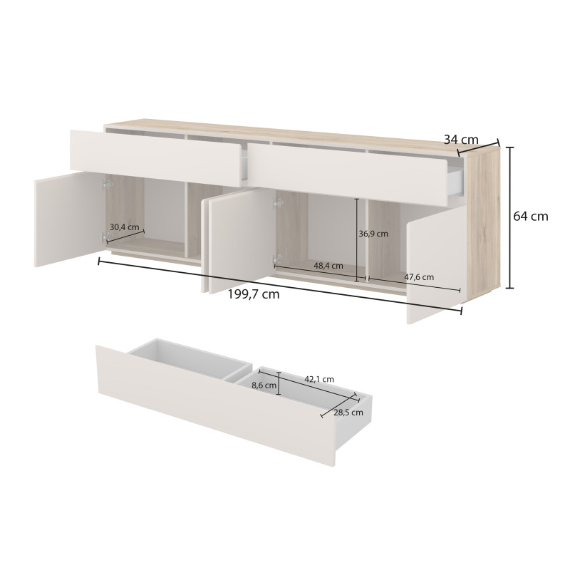 Komoda Criss Typ 25 Dąb Mauvella/Kaszmir Helvetia Wieruszów