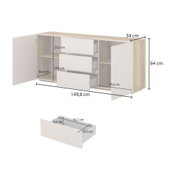 Komoda Criss Typ 26 Dąb Mauvella/Kaszmir Helvetia Wieruszów