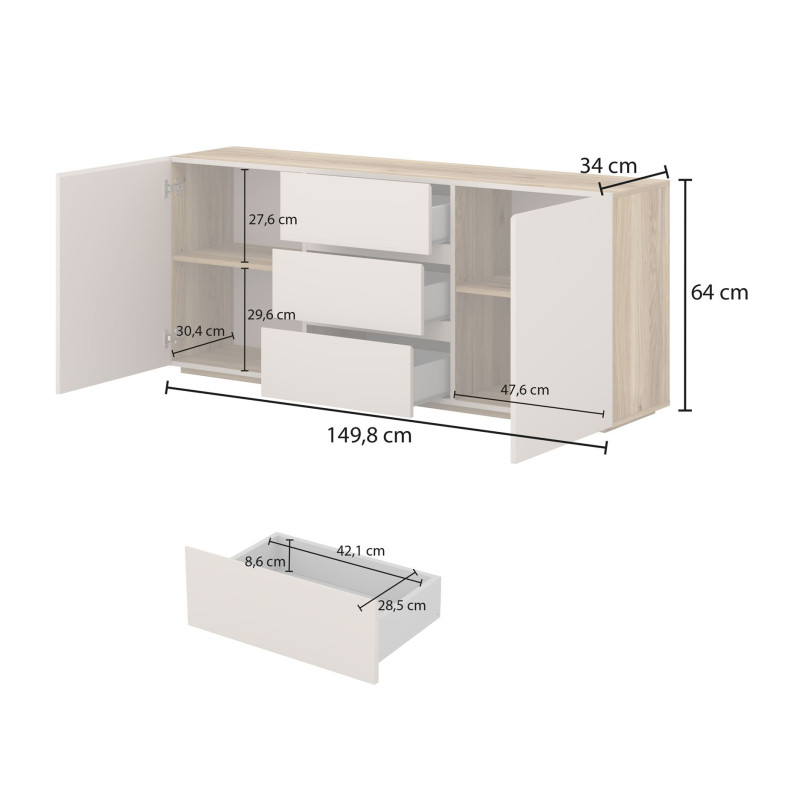 Komoda Criss Typ 26 Dąb Mauvella/Kaszmir Helvetia Wieruszów
