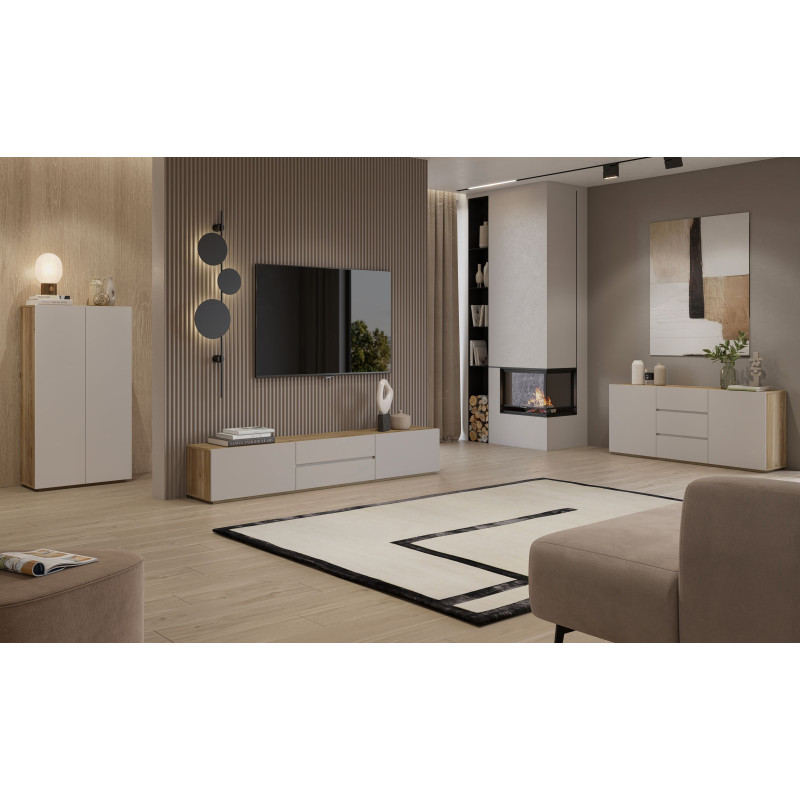 Wysoka komoda 2D Criss Typ 42 Dąb Mauvella/Kaszmir Helvetia Wieruszów