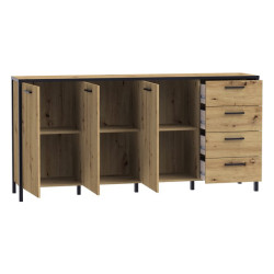 Komoda 180 cm na nóżkach Kirikus KUSK243 dąb artisan/czarny