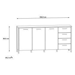 Komoda 180 cm na nóżkach Kirikus KUSK243 dąb artisan/czarny