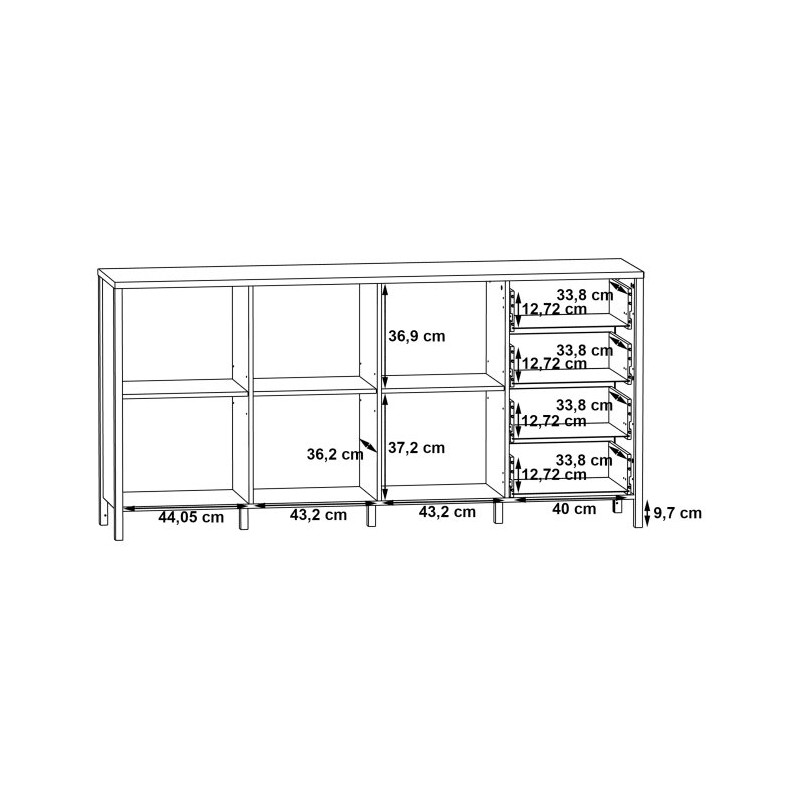 Komoda 180 cm na nóżkach Kirikus KUSK243 dąb artisan/czarny