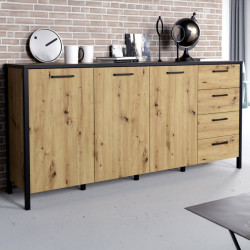 Komoda 180 cm na nóżkach Kirikus KUSK243 dąb artisan/czarny