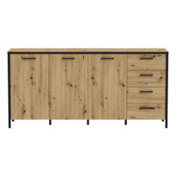 Komoda 180 cm na nóżkach Kirikus KUSK243 dąb artisan/czarny