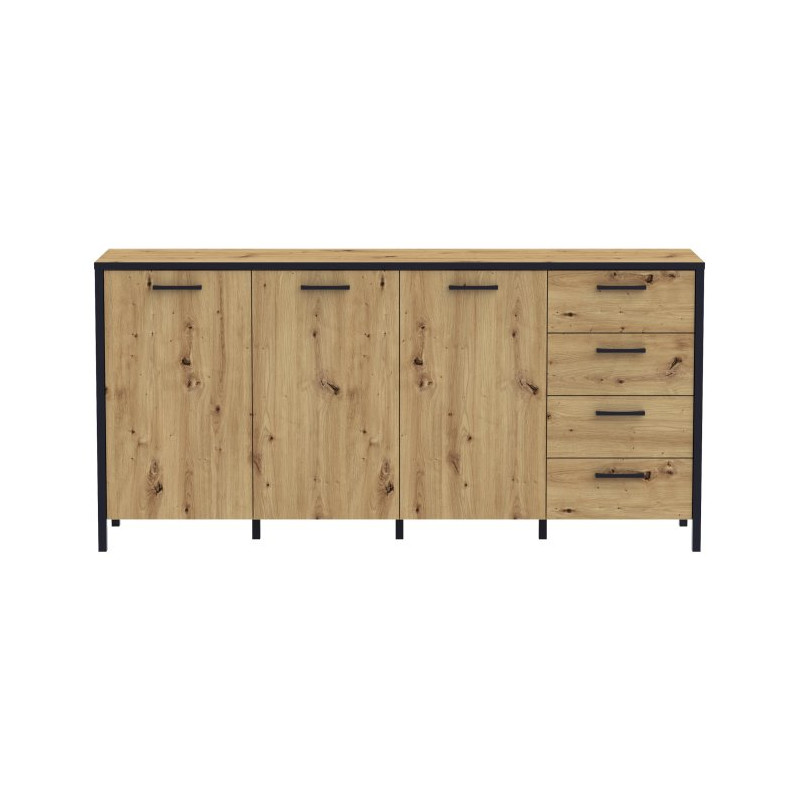 Komoda 180 cm na nóżkach Kirikus KUSK243 dąb artisan/czarny