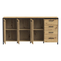 Komoda 180 cm na nóżkach Kirikus KUSK243 dąb artisan/czarny