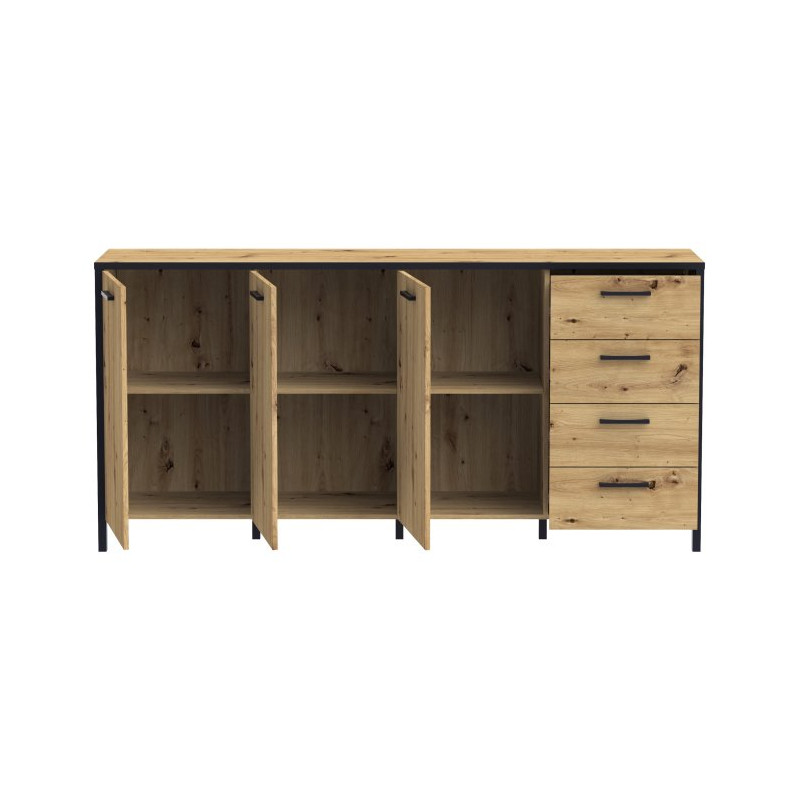 Komoda 180 cm na nóżkach Kirikus KUSK243 dąb artisan/czarny