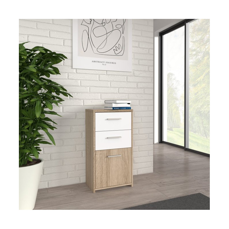 Mała komoda Quadro QDRK13 dąb sonoma/biały uni