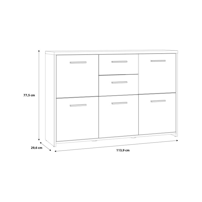 Szeroka komoda do sypialni Quadro QDRK17 dąb sonoma/biały uni