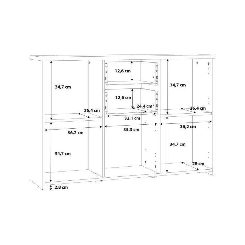 Szeroka komoda do sypialni Quadro QDRK17 dąb sonoma/biały uni
