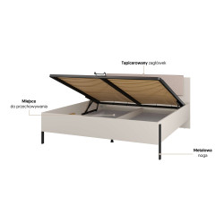 Łóżko z pojemnikiem 180 Jukon S Typ 52 Kaszmir Helvetia Wieruszów