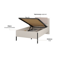 Łóżko z pojemnikiem 100 Jukon S Typ 54 Kaszmir Helvetia Wieruszów