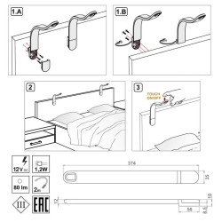 Oświetlenie do łóżka LED naturalne z USB A Jukon S Helvetia Wieruszów