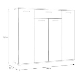 Komoda 140 cm Rypsyma RPSK341 biały/beton ciemnoszary