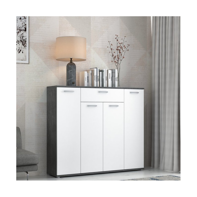 Komoda 140 cm Rypsyma RPSK341 biały/beton ciemnoszary