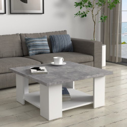 Stolik kawowy kwadratowy Coffee Tables CFTT5002 biały/beton jasnoszary