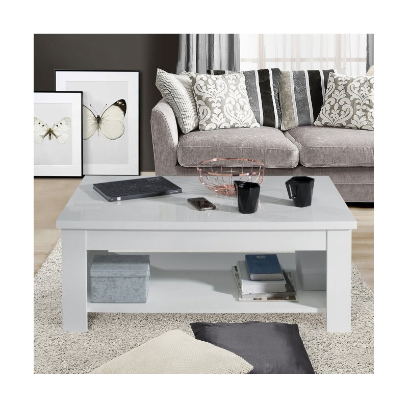 Stolik kawowy z podnoszonym blatem 110x65 cm Duro DURT511 biały