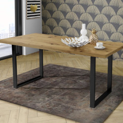Stół nierozkładany do jadalni Tables TBLT441 dąb artisan/czarny