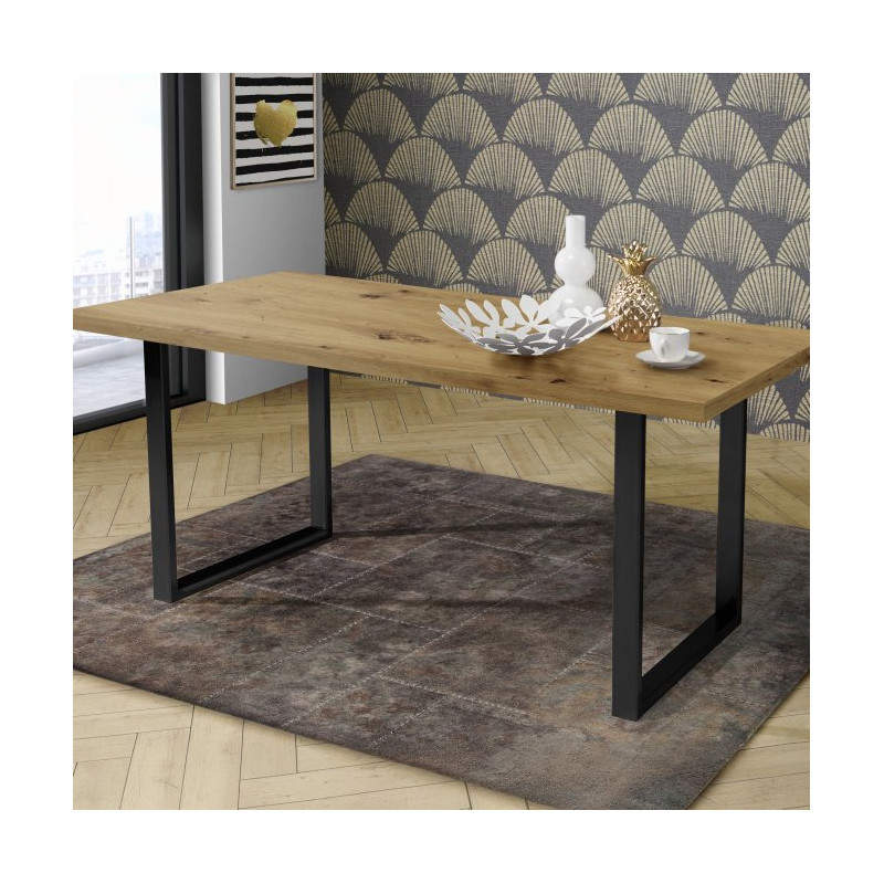 Stół nierozkładany do jadalni Tables TBLT441 dąb artisan/czarny
