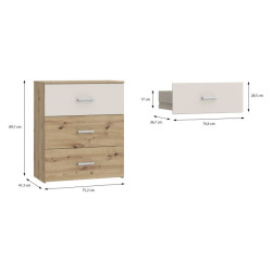 Komoda 75 cm z szufladami Tanaia IRDK211 dąb artisan/piaskowy