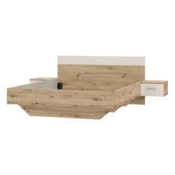 Łóżko z szafkami nocnymi Tanaia TNAL2162 piaskowy/dąb artisan