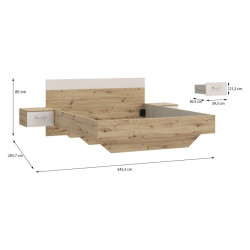 Łóżko z szafkami nocnymi Tanaia TNAL2162 piaskowy/dąb artisan