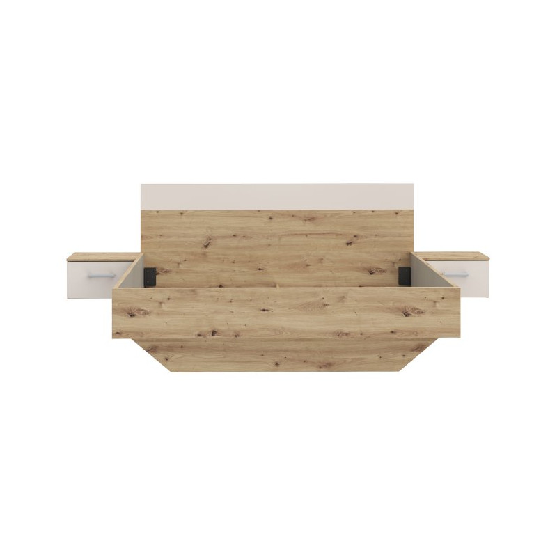 Łóżko z szafkami nocnymi Tanaia TNAL2162 piaskowy/dąb artisan