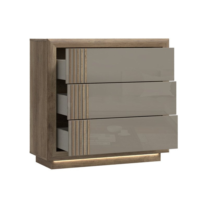 Komoda nowoczesna z lamelami Savona SVNK211B dąb antyczny/beżowy