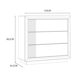 Komoda nowoczesna z lamelami Savona SVNK211B dąb antyczny/beżowy