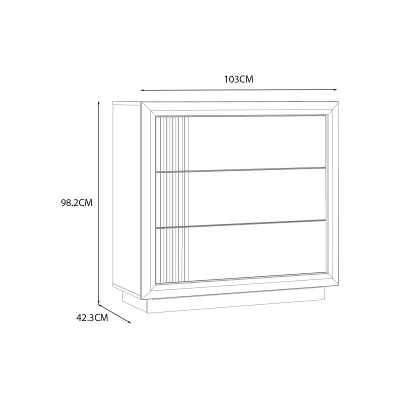Komoda nowoczesna z lamelami Savona SVNK211B dąb antyczny/beżowy