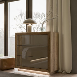 Komoda nowoczesna z lamelami Savona SVNK211B dąb antyczny/beżowy